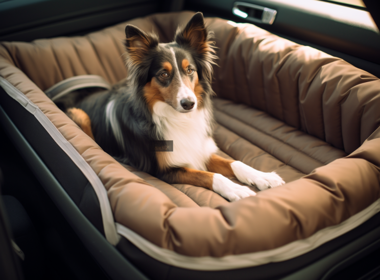 A durable and easy-to-clean dog car bed